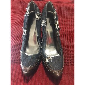 Bertinni denim and print heels size 11